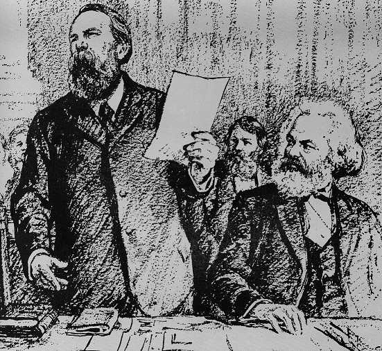Friedrich Engels y Karl Marx en el Congreso de La Haya