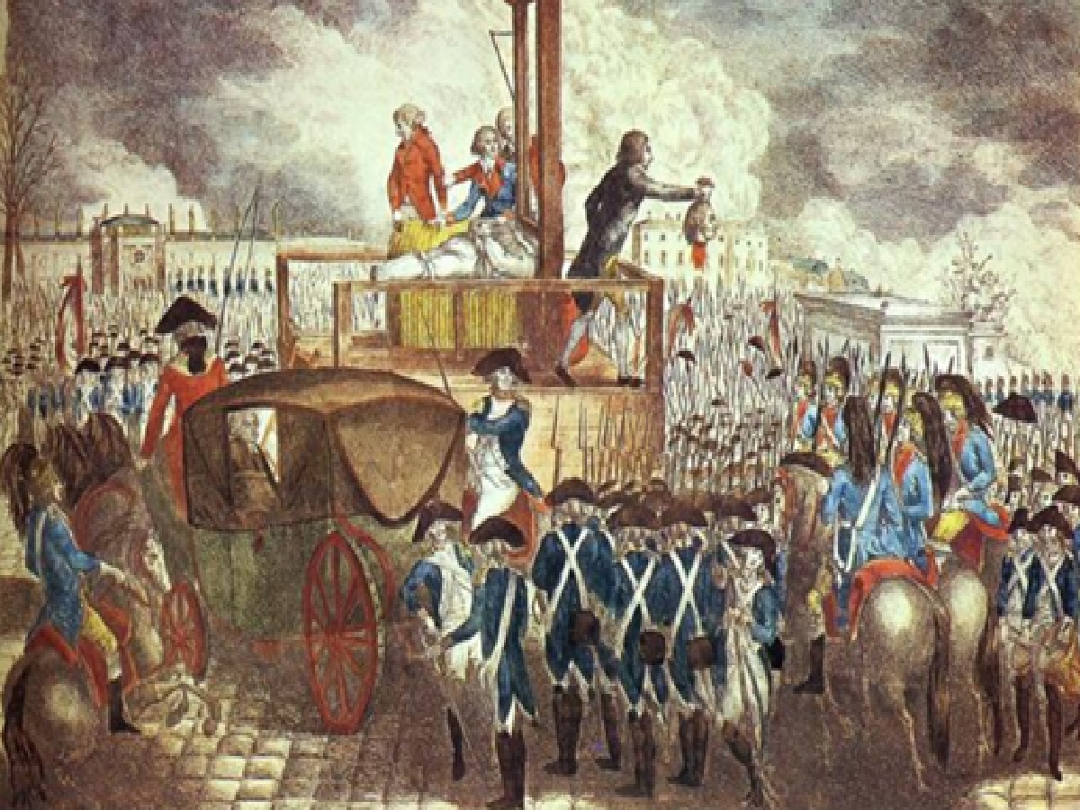 Representación de la decapitación de Luis XVI en Francia. Fin del Antiguo Régimen